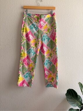 Vintage Lilly Pulitzer Patchwork Capri Pants Pink Yellow Blue Crop Crop Wom 6